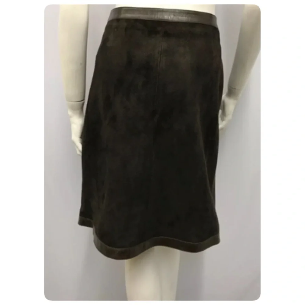❤️SOLD❤️ Bally Leather & Suede Wrap Skirt Vintage 1970’s Size I 42 F 40 USA 8 - Picture 2 of 5